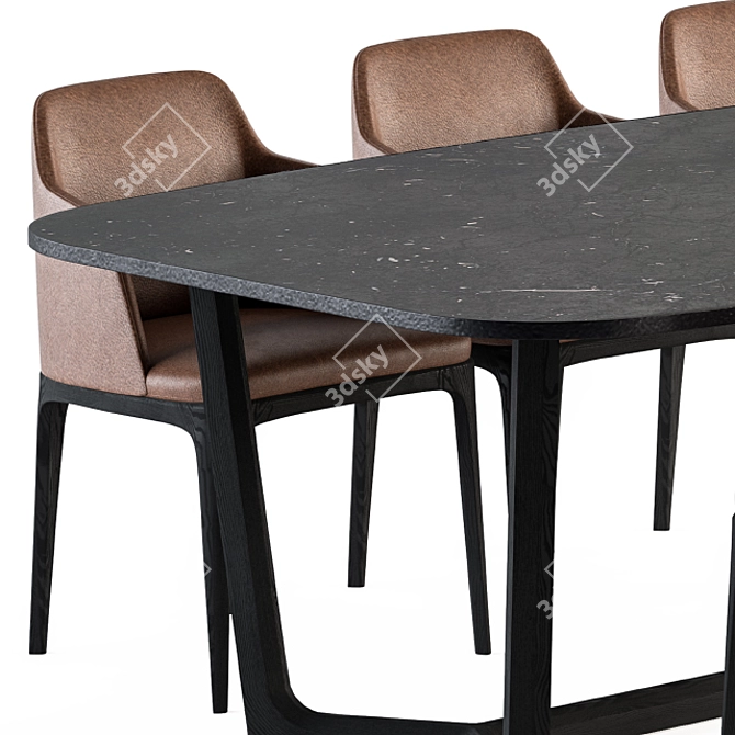 Poliform Concord Table & Grace Chair Dinning Set 3D model image 2