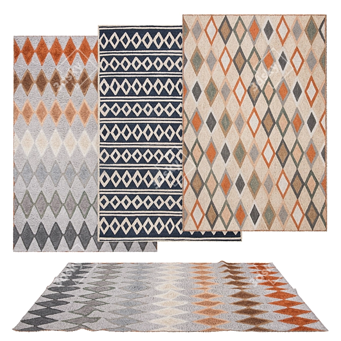 Versatile Rug Set: 6 Unique Designs for Diverse Scenes 3D model image 1