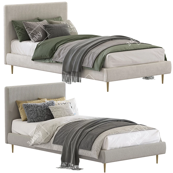 Roar Pleated Upholstered Bed 213 3D model image 1