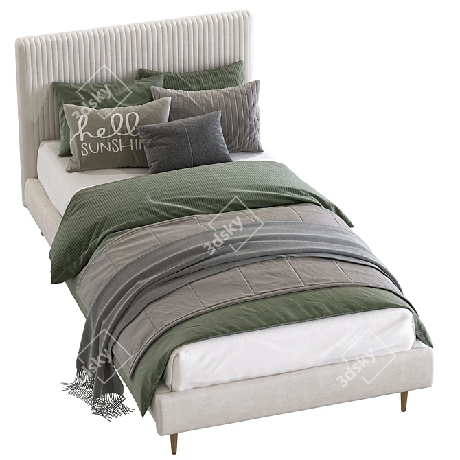 Roar Pleated Upholstered Bed 213 3D model image 3