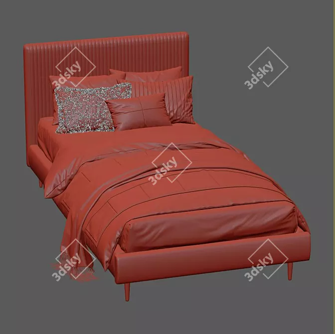 Roar Pleated Upholstered Bed 213 3D model image 7