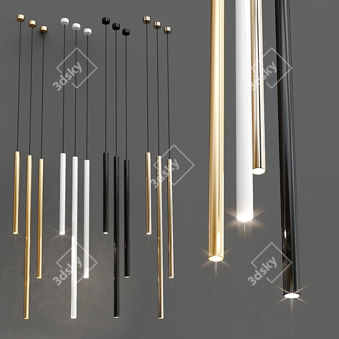 Brass Pendant Lamp: STICK by EGOLUCE 3D model image 2