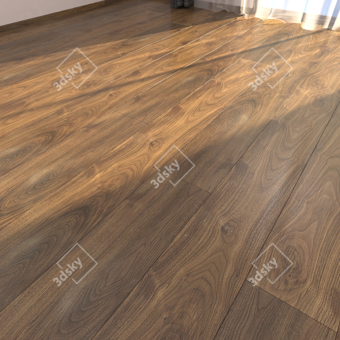 Premium Parquet Floor Collection: Noce Canaletta 3D model image 1