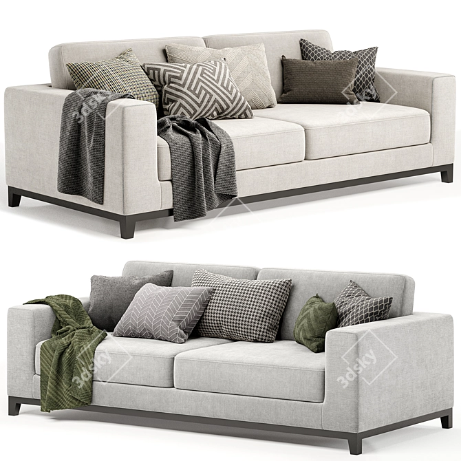 Elegant Frankfurt Sofa, 3-Seater 3D model image 3