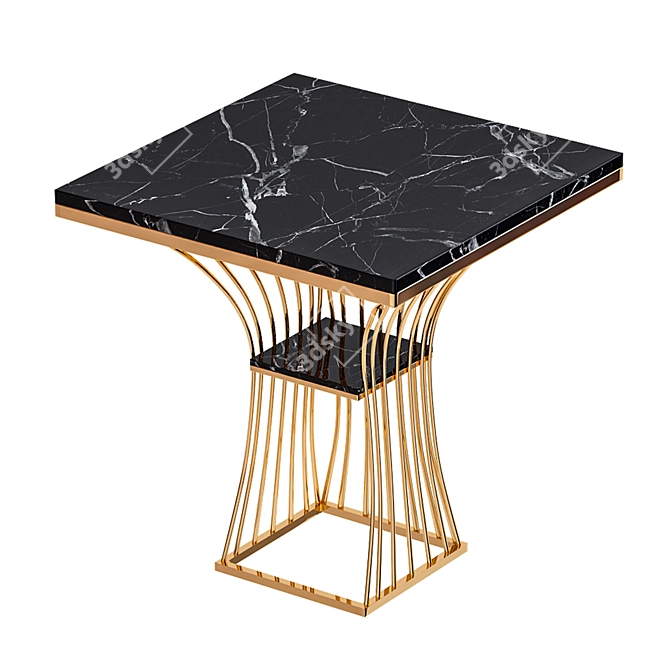 Modern Black Marble Side Table 3D model image 1