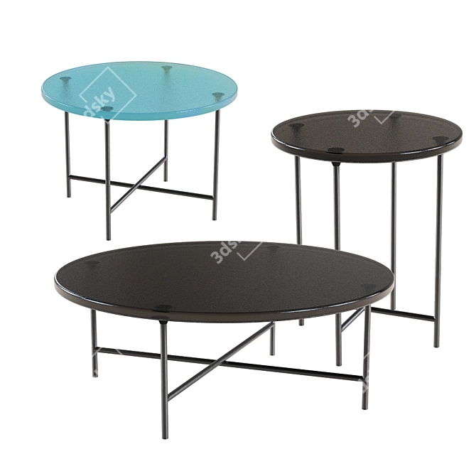Minimalist Round Glass Coffee Table 3D model image 11