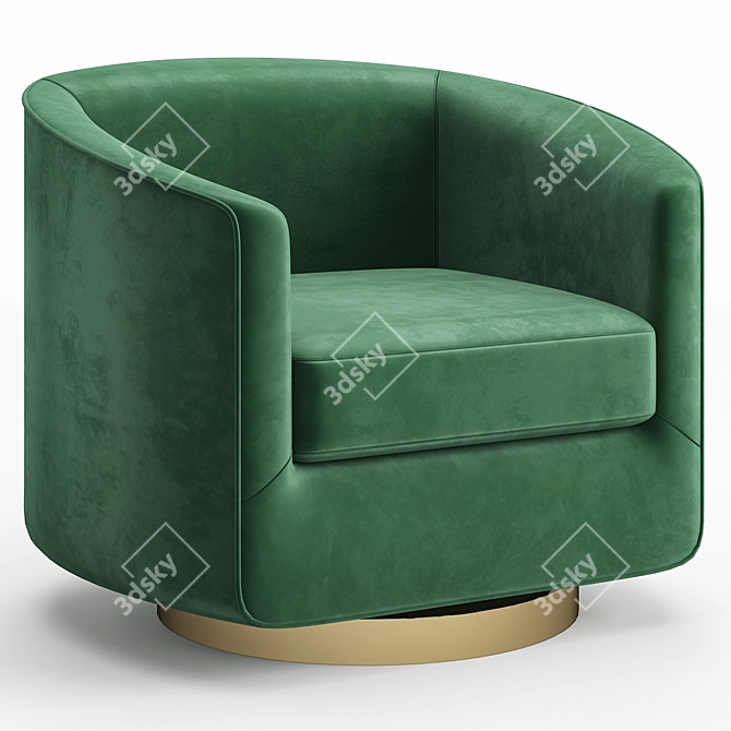 Luxurious Hazel Green Sky Swivel Armchair 3D model image 1