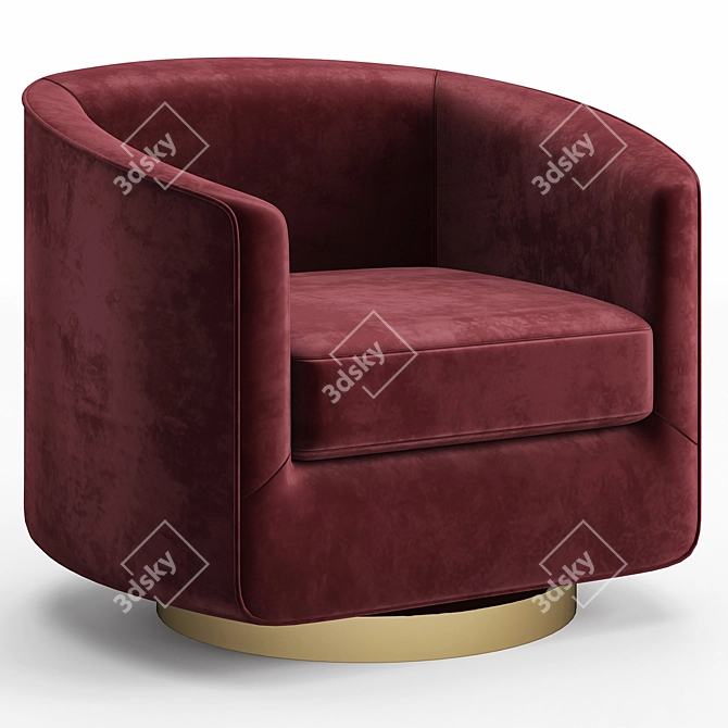 Luxurious Hazel Green Sky Swivel Armchair 3D model image 2