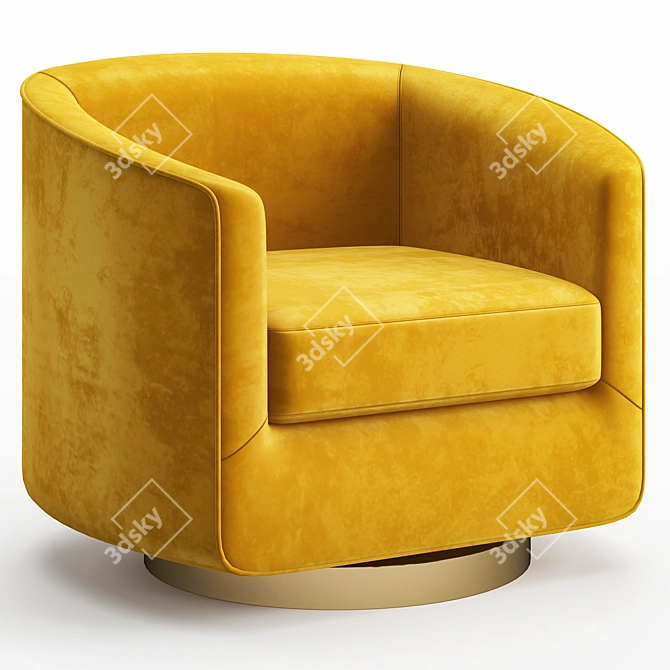 Luxurious Hazel Green Sky Swivel Armchair 3D model image 3