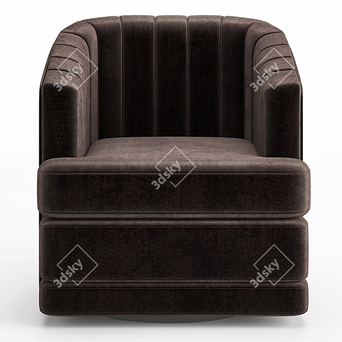 Daphne Chocolate Channel Tufted Swivel Chair 3D model image 2