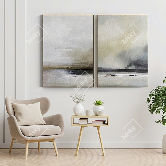 Modern Art Frames Set 3D model image 2