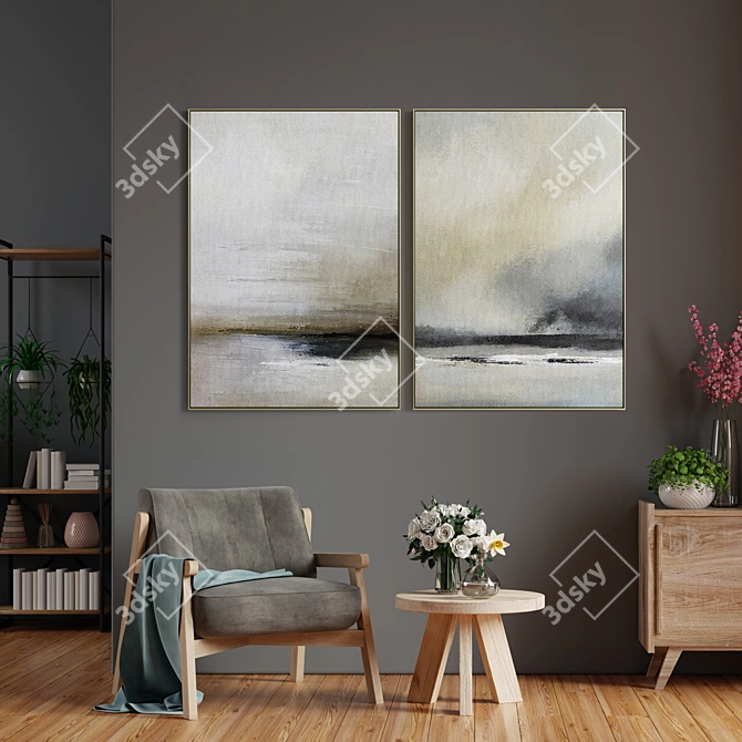 Modern Art Frames Set 3D model image 4