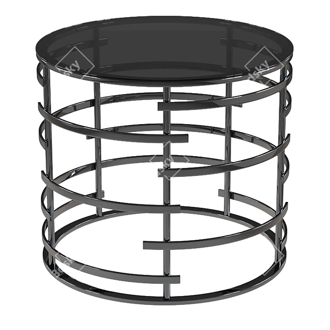 Saturn Black: Stylish Glass and Steel Side Table 3D model image 1