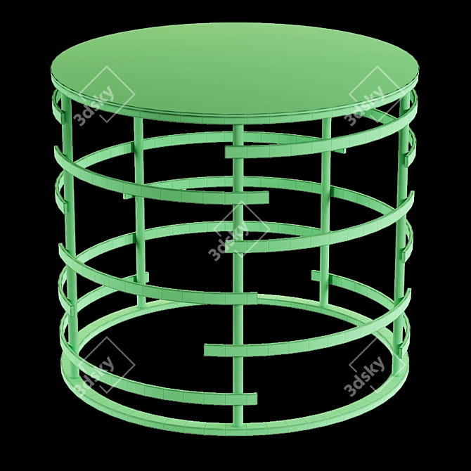 Saturn Black: Stylish Glass and Steel Side Table 3D model image 2