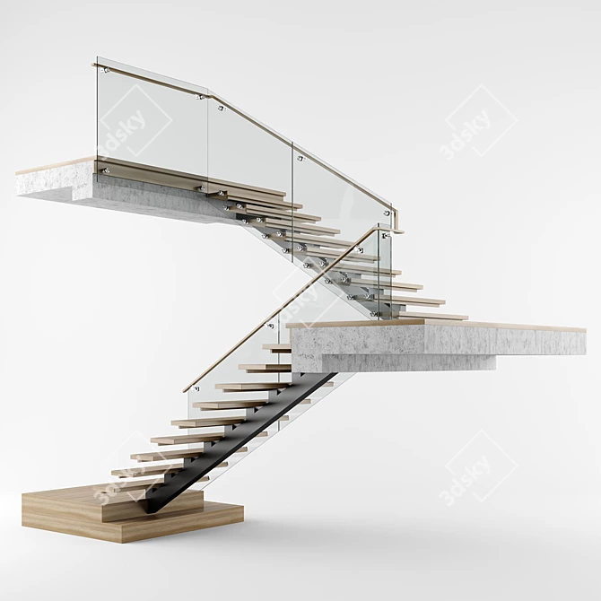 Sleek Modern Interior Staircase 3D model image 3