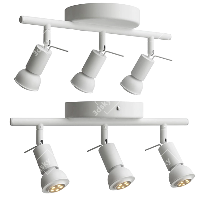 TROSS Ceiling Rail: 3-Lamp, White 3D model image 1