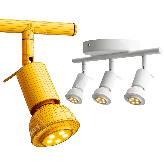TROSS Ceiling Rail: 3-Lamp, White 3D model image 3