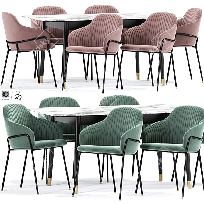 Stylish Strip Dining Chair 3D model image 1