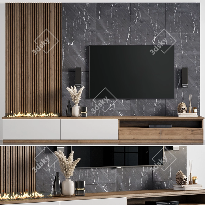 Sleek TV Wall 05 - High Quality & Detailed 3D model image 1