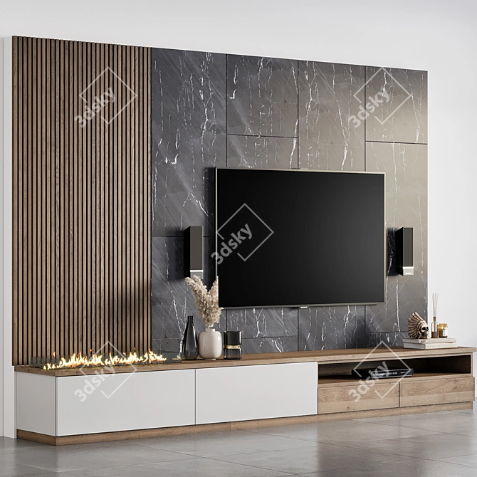 Sleek TV Wall 05 - High Quality & Detailed 3D model image 2