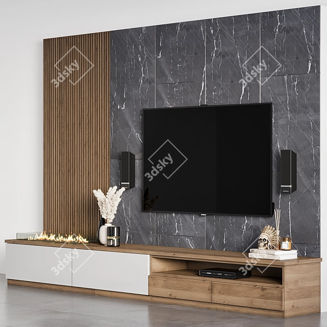 Sleek TV Wall 05 - High Quality & Detailed 3D model image 3