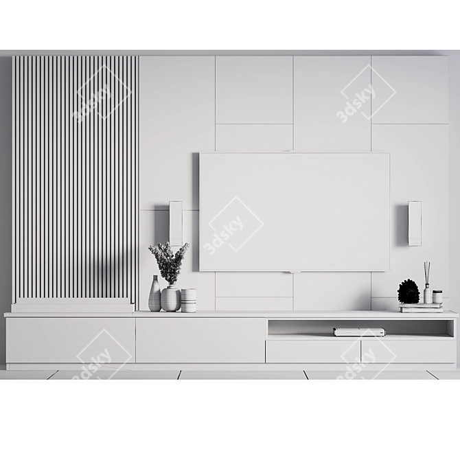 Sleek TV Wall 05 - High Quality & Detailed 3D model image 5