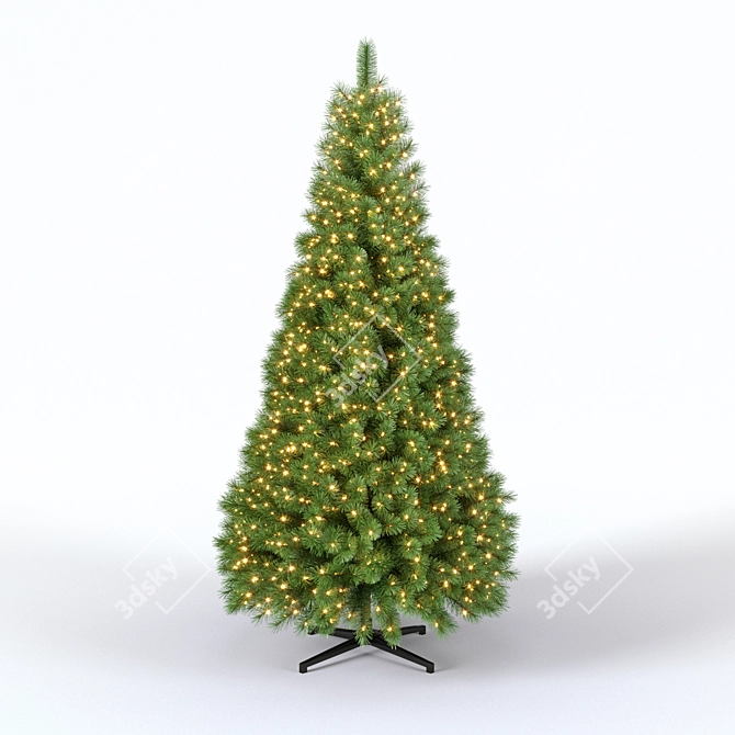 3D Christmas Tree with Lights 3D model image 3