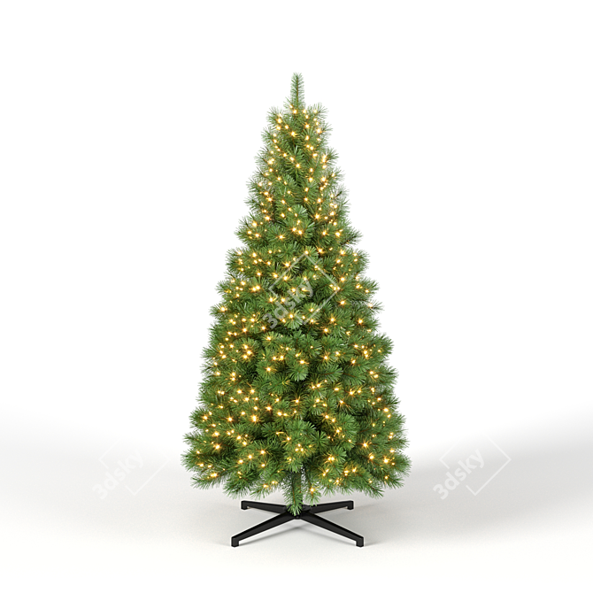 3D Christmas Tree with Lights 3D model image 4