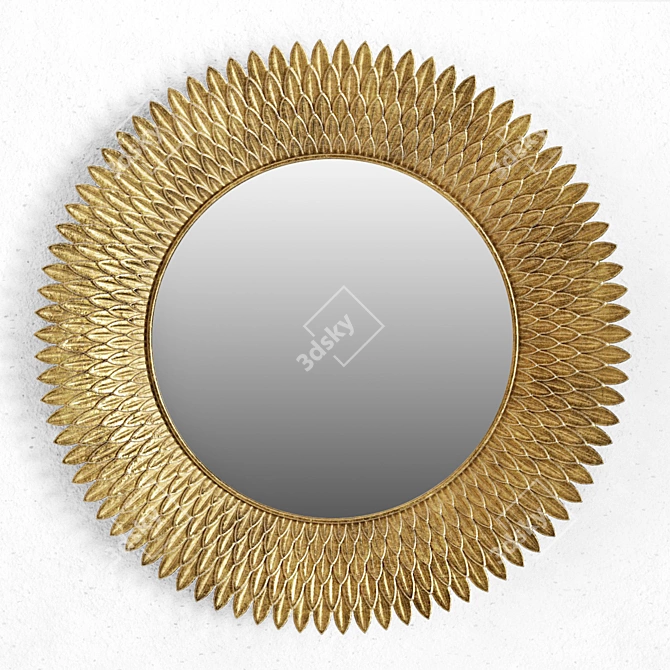 Antique Golden Resin Decor Mirror 3D model image 2