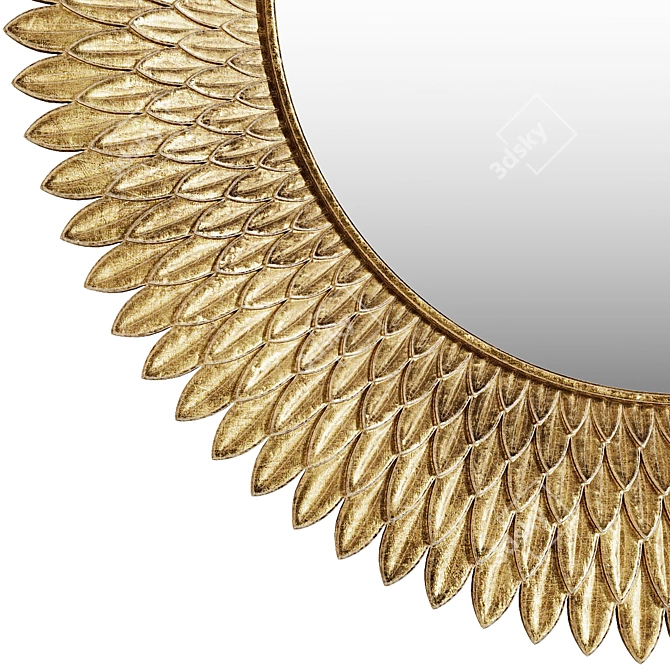Antique Golden Resin Decor Mirror 3D model image 3
