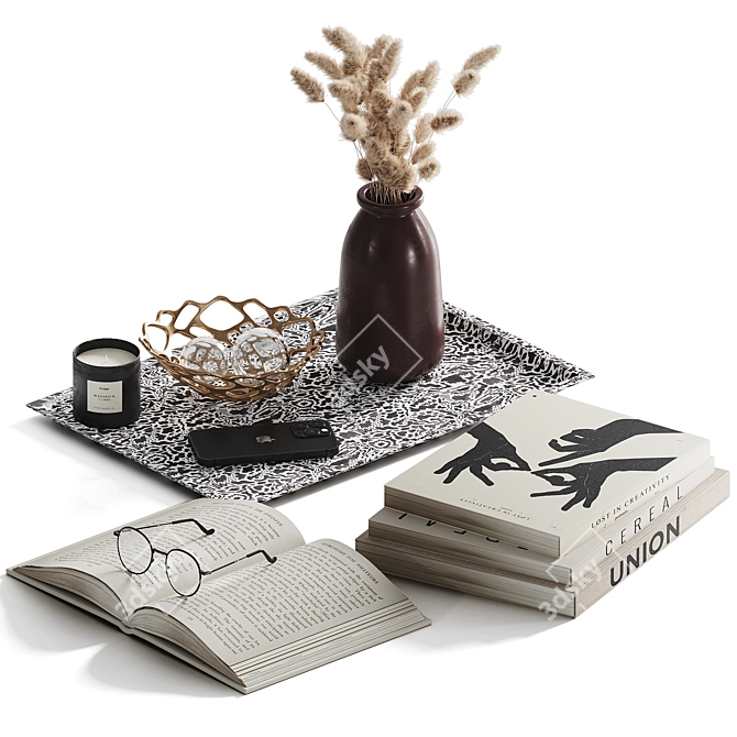 Modern Style Decorative Coffee Table Set 3D model image 4
