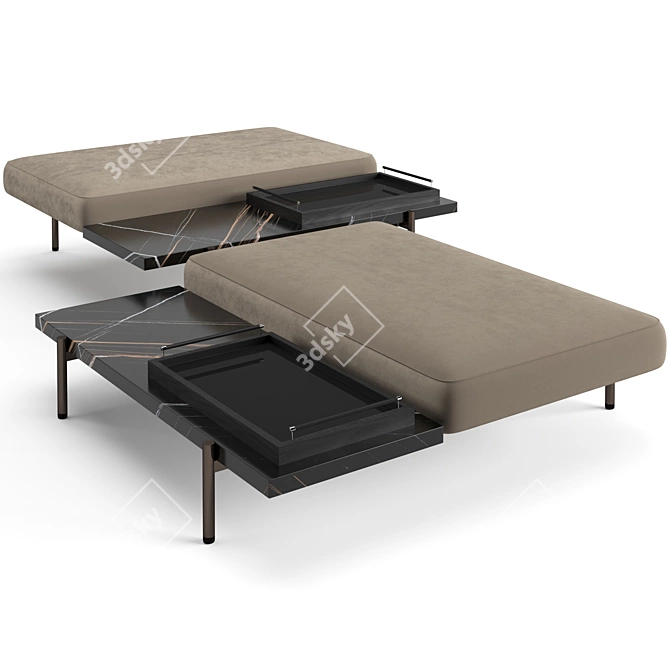 Modern Superquadra Bench Set 3D model image 4