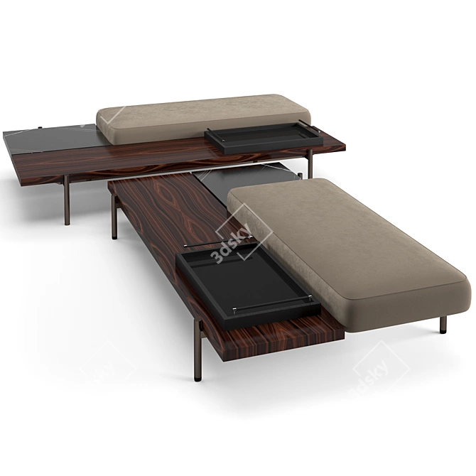 Modern Superquadra Bench Set 3D model image 5