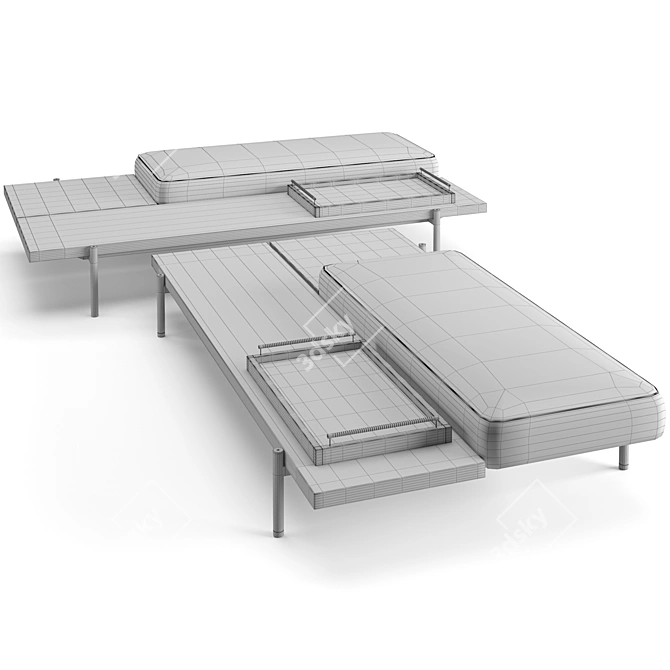 Modern Superquadra Bench Set 3D model image 6