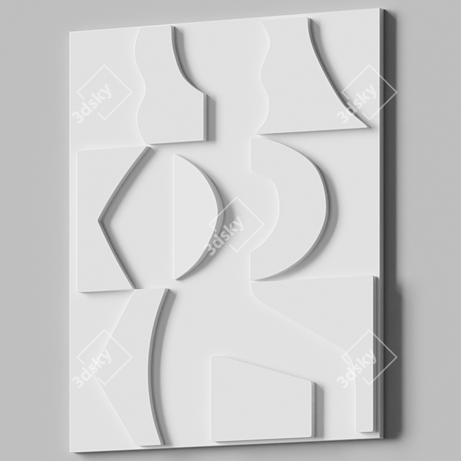 Elegant Wall Relief Sculpture 3D model image 1