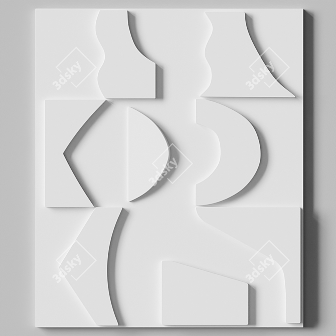 Elegant Wall Relief Sculpture 3D model image 2