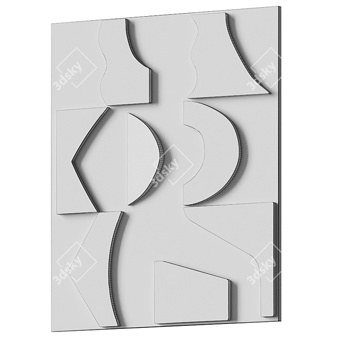 Elegant Wall Relief Sculpture 3D model image 3