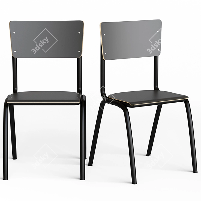 Modern Prefabricated School Chairs 3D model image 2