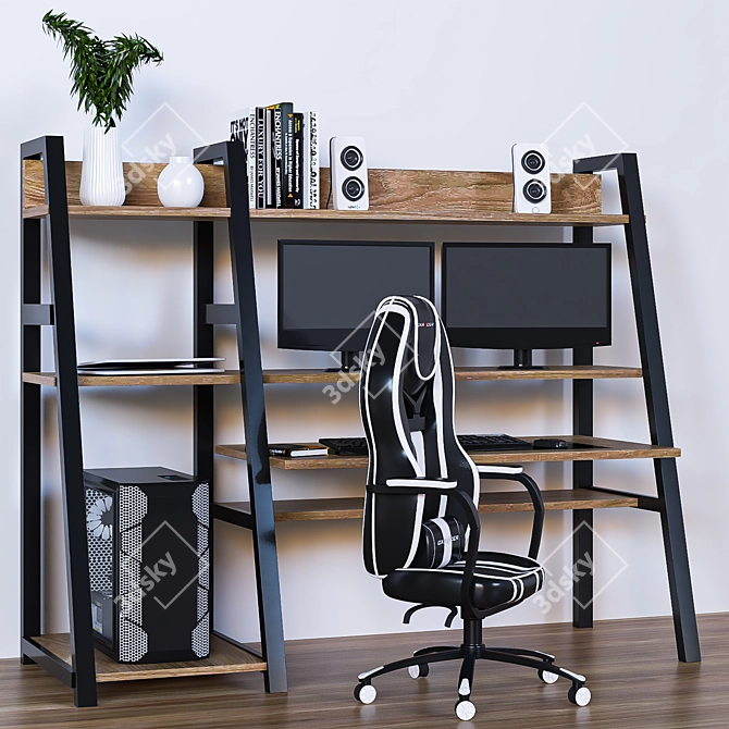 Elegant Office Furniture Set 3D model image 1