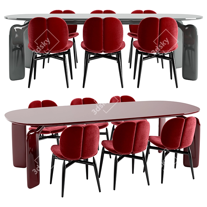 Contemporary PULP Lacquer Table & Chair 3D model image 1