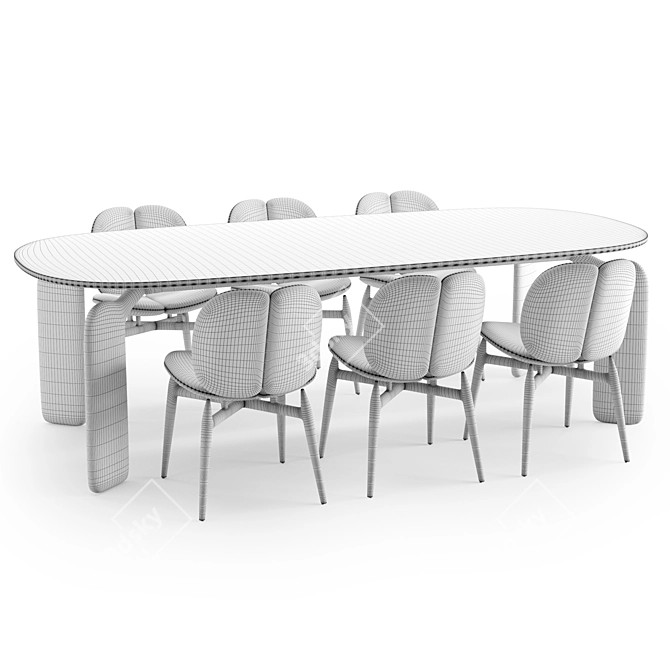 Contemporary PULP Lacquer Table & Chair 3D model image 4