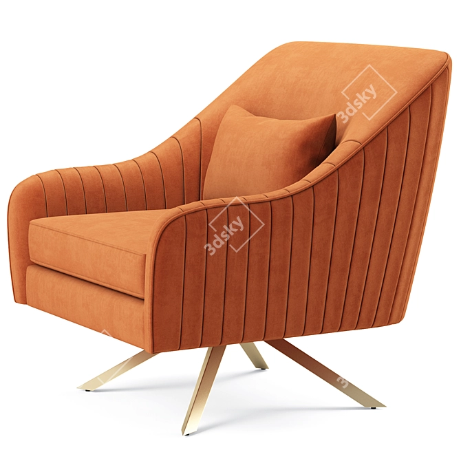 Elegant Paloma Velvet Swivel Chair 3D model image 2