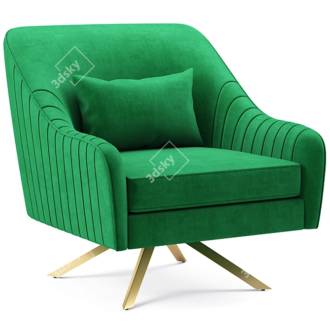 Elegant Paloma Velvet Swivel Chair 3D model image 5