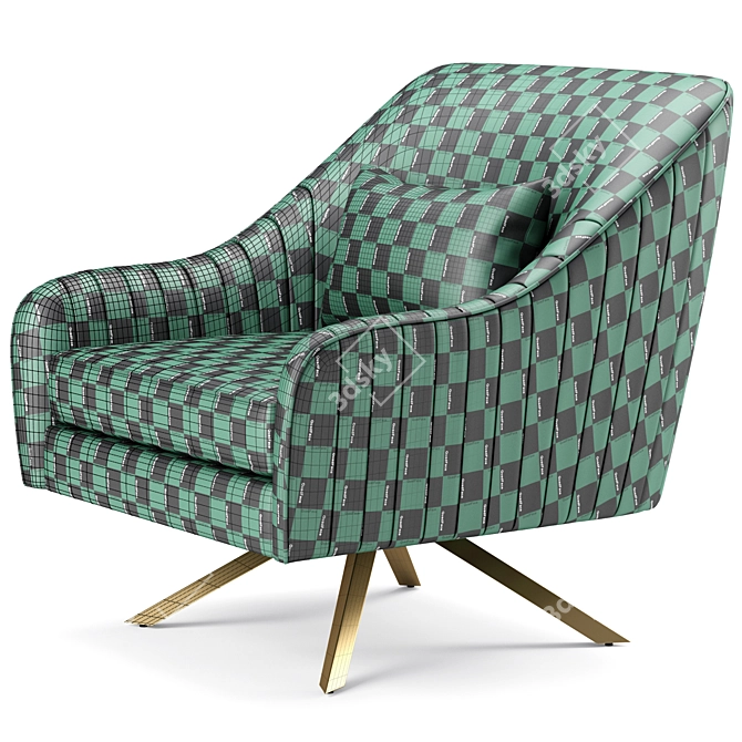 Elegant Paloma Velvet Swivel Chair 3D model image 6