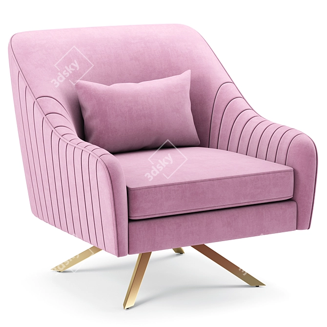 Elegant Paloma Velvet Swivel Chair 3D model image 7