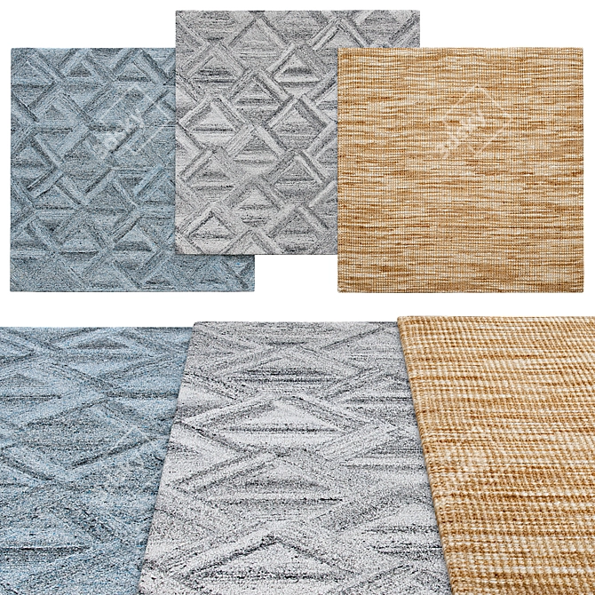 Modern Square Rugs in 3 Sizes 3D model image 1