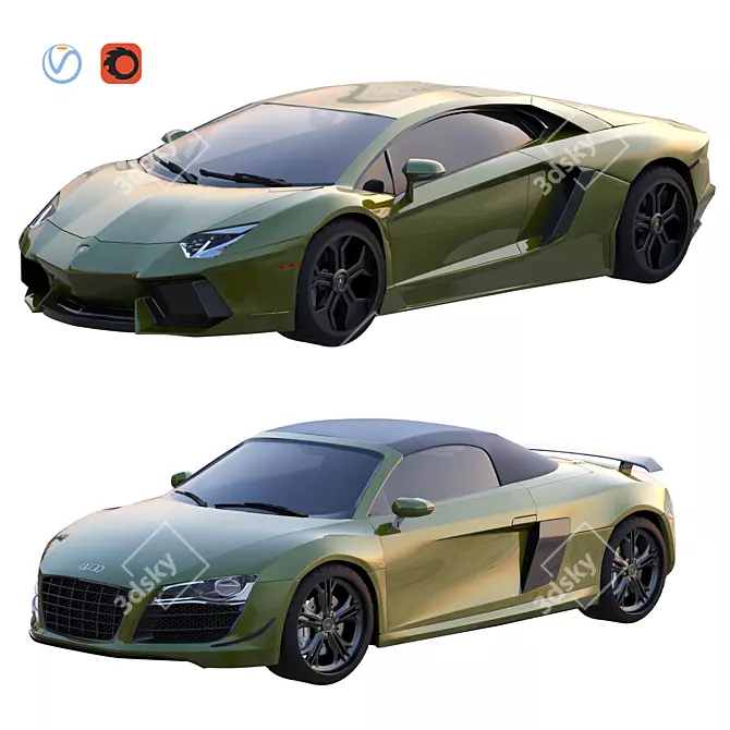 Ultimate Supercars: Audi R8 & Lamborghini Aventador 3D model image 6