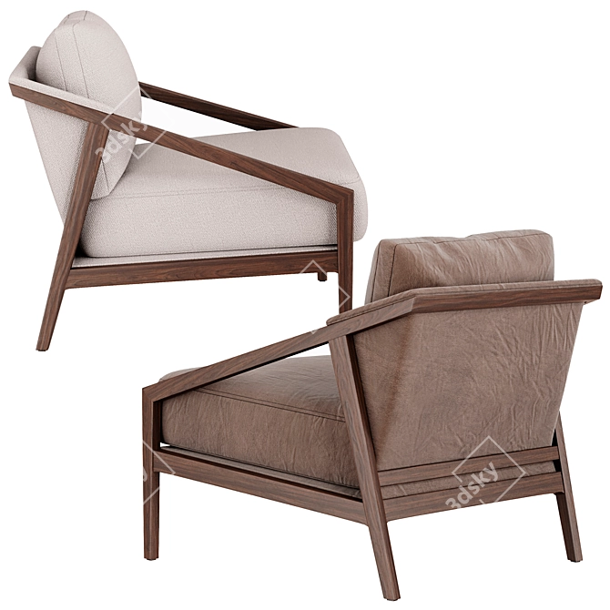 Vintage Occasional Armchair 3D model image 2