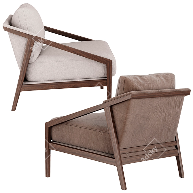 Vintage Occasional Armchair 3D model image 8