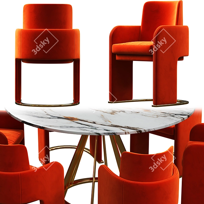 Modern ODISSEIA Chair with MITOS Table Set 3D model image 2